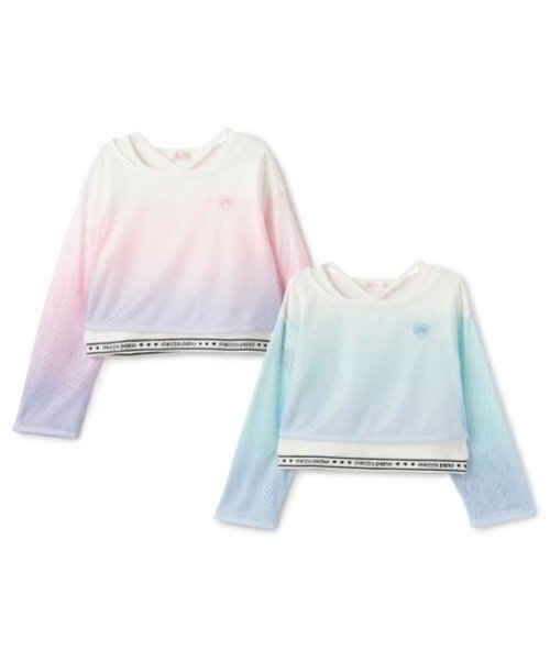 メゾピアノ新品新作タグ付きグラデーションメッシュレイヤード半袖Tシャツセット セール】グラデーションメッシュレイヤード半袖Tシャツセット（T