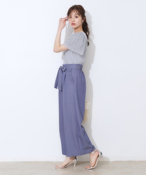 couture brooch（クチュールブローチ）の「【二の腕カバー・通勤】レース袖テレコトップス（Tシャツ/カットソー・レディース・ライトグレー/サックスブルー/オフホワイト/ボルドー/ブラウン系その他/ブラック・36/42/38/40）」の12枚目の写真