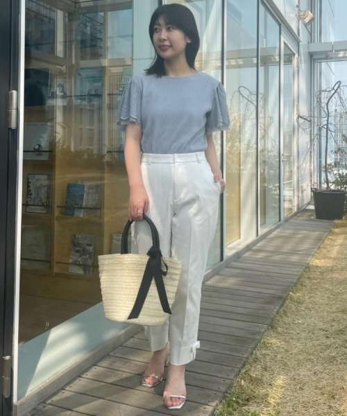 couture brooch（クチュールブローチ）の「【二の腕カバー・通勤】レース袖テレコトップス（Tシャツ/カットソー・レディース・ライトグレー/サックスブルー/オフホワイト/ボルドー/ブラウン系その他/ブラック・36/42/38/40）」の18枚目の写真