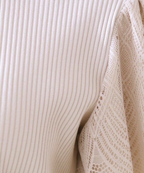 couture brooch（クチュールブローチ）の「【二の腕カバー・通勤】レース袖テレコトップス（Tシャツ/カットソー・レディース・ライトグレー/サックスブルー/オフホワイト/ボルドー/ブラウン系その他/ブラック・36/42/38/40）」の21枚目の写真