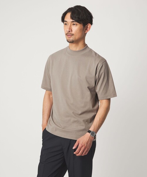 green label relaxing（グリーンレーベルリラクシング）の「【WEB限定】JUST fit デイリー モック 半袖 Ｔシャツ カットソー -吸水速乾・抗菌-（Tシャツ/カットソー・メンズ・ホワイト/ネイビー/ブラック/ライトグレー/モカ/ターコイズブルー系・M/S/L/XL）」の4枚目の写真
