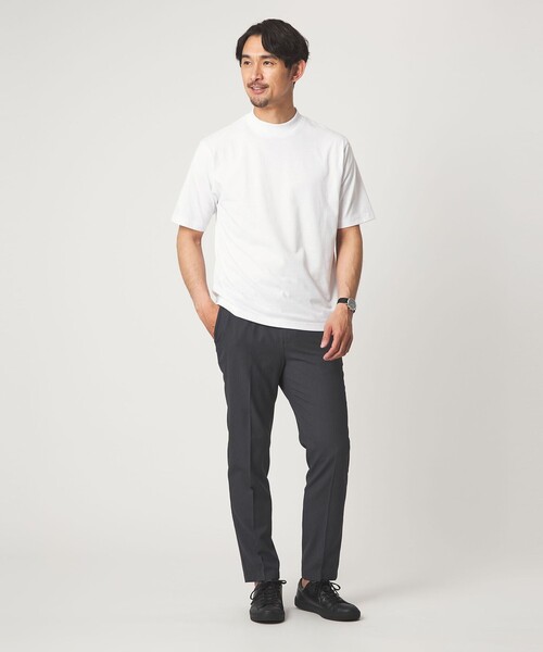 green label relaxing（グリーンレーベルリラクシング）の「【WEB限定】JUST fit デイリー モック 半袖 Ｔシャツ カットソー -吸水速乾・抗菌-（Tシャツ/カットソー・メンズ・ホワイト/ネイビー/ブラック/ライトグレー/モカ/ターコイズブルー系・M/S/L/XL）」の7枚目の写真