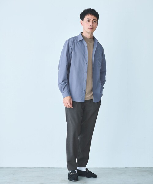 green label relaxing（グリーンレーベルリラクシング）の「【WEB限定】JUST fit デイリー モック 半袖 Ｔシャツ カットソー -吸水速乾・抗菌-（Tシャツ/カットソー・メンズ・ホワイト/ネイビー/ブラック/ライトグレー/モカ/ターコイズブルー系・M/S/L/XL）」の7枚目の写真