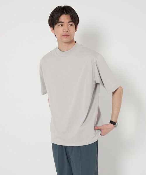 green label relaxing（グリーンレーベルリラクシング）の「【WEB限定】JUST fit デイリー モック 半袖 Ｔシャツ カットソー -吸水速乾・抗菌-（Tシャツ/カットソー・メンズ・ホワイト/ネイビー/ブラック/ライトグレー/モカ/ターコイズブルー系・M/S/L/XL）」の9枚目の写真