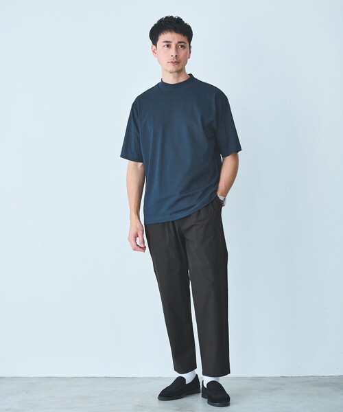 green label relaxing（グリーンレーベルリラクシング）の「【WEB限定】JUST fit デイリー モック 半袖 Ｔシャツ カットソー -吸水速乾・抗菌-（Tシャツ/カットソー・メンズ・ホワイト/ネイビー/ブラック/ライトグレー/モカ/ターコイズブルー系・M/S/L/XL）」の13枚目の写真