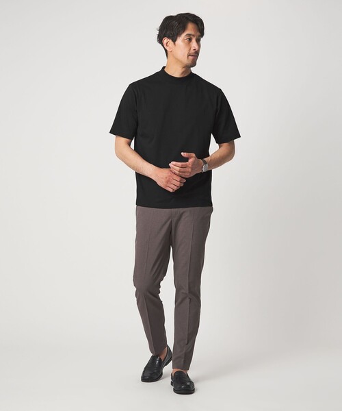 green label relaxing（グリーンレーベルリラクシング）の「【WEB限定】JUST fit デイリー モック 半袖 Ｔシャツ カットソー -吸水速乾・抗菌-（Tシャツ/カットソー・メンズ・ホワイト/ネイビー/ブラック/ライトグレー/モカ/ターコイズブルー系・M/S/L/XL）」の14枚目の写真