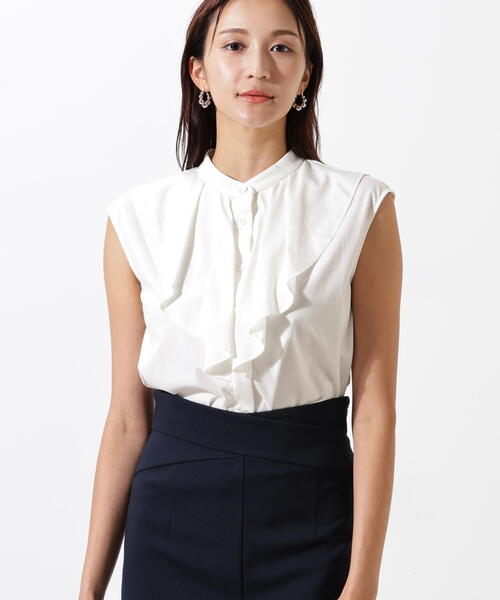 PINKY&DIANNE（ピンキーアンドダイアン）の「◆トリコットラッフルカットソー（Tシャツ/カットソー・レディース・グレー/ブルー/ピンク系その他/ホワイト・38）」の2枚目の写真