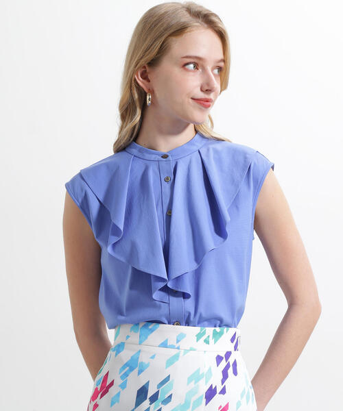 PINKY&DIANNE（ピンキーアンドダイアン）の「◆トリコットラッフルカットソー（Tシャツ/カットソー・レディース・グレー/ブルー/ピンク系その他/ホワイト・38）」の5枚目の写真