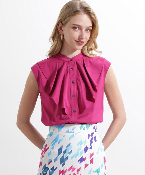 PINKY&DIANNE（ピンキーアンドダイアン）の「◆トリコットラッフルカットソー（Tシャツ/カットソー・レディース・グレー/ブルー/ピンク系その他/ホワイト・38）」の9枚目の写真