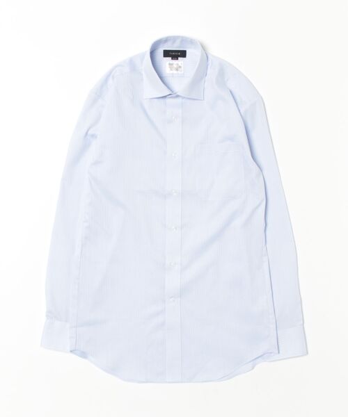 TAKA-Q（タカキュー）の「【形態安定 吸水速乾】タカキュー ワイドカラービジネスドレス 長袖シャツ（ビジネスシャツ・メンズ・サックスブルー・首回り39cm-裄丈80cm/首回り39cm-裄丈84cm/首回り41cm-裄丈86cm/首回り43cm-裄丈86cm/首回り41cm-裄丈82cm/首回り43cm-裄丈82cm/首回り37cm-裄丈80cm/首回り45cm-裄丈86cm）」の2枚目の写真
