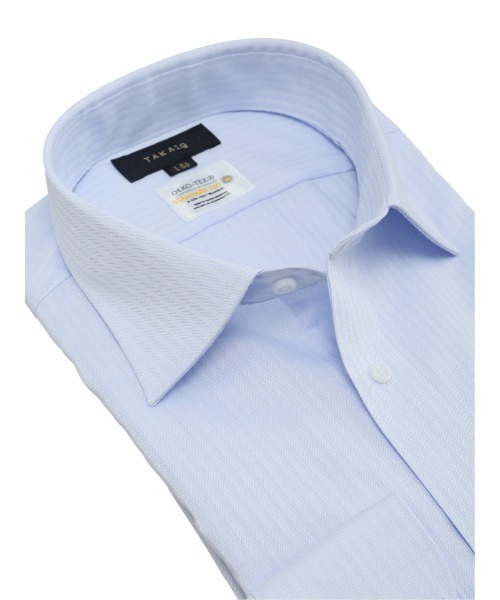 TAKA-Q（タカキュー）の「【形態安定 吸水速乾】タカキュー ワイドカラービジネスドレス 長袖シャツ（ビジネスシャツ・メンズ・サックスブルー・首回り39cm-裄丈80cm/首回り39cm-裄丈84cm/首回り41cm-裄丈86cm/首回り43cm-裄丈86cm/首回り41cm-裄丈82cm/首回り43cm-裄丈82cm/首回り37cm-裄丈80cm/首回り45cm-裄丈86cm）」の7枚目の写真