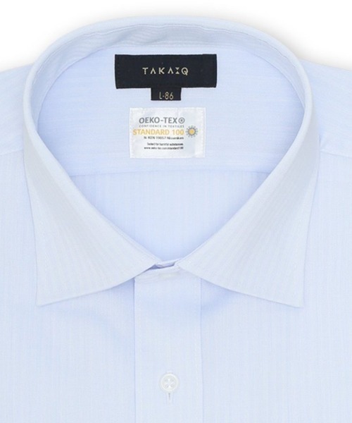 TAKA-Q（タカキュー）の「【形態安定 吸水速乾】タカキュー ワイドカラービジネスドレス 長袖シャツ（ビジネスシャツ・メンズ・サックスブルー・首回り39cm-裄丈80cm/首回り39cm-裄丈84cm/首回り41cm-裄丈86cm/首回り43cm-裄丈86cm/首回り41cm-裄丈82cm/首回り43cm-裄丈82cm/首回り37cm-裄丈80cm/首回り45cm-裄丈86cm）」の8枚目の写真