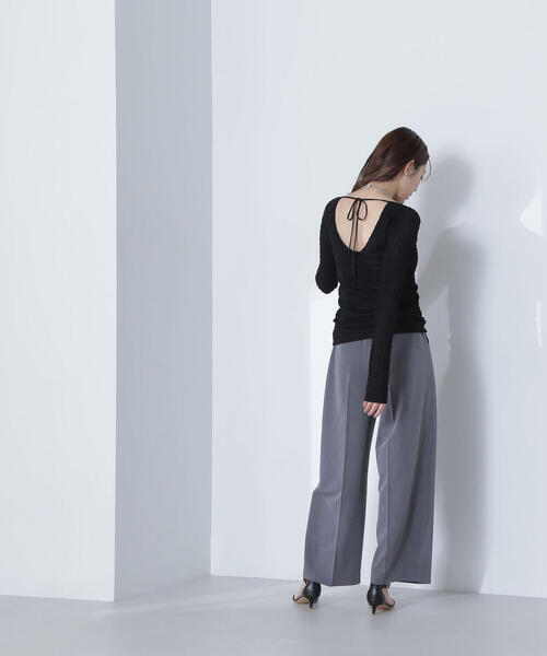 NATURAL BEAUTY BASIC（ナチュラルビューティーベーシック）の「【THINK BEAUTY】【麻亜里さんコラボ】バックシャンレースカットソー（Tシャツ/カットソー・レディース・ホワイト/ブラック/ブルー・FREE）」の5枚目の写真