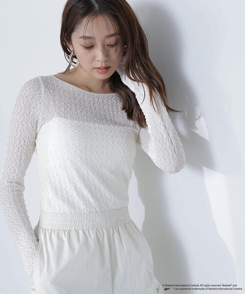 NATURAL BEAUTY BASIC（ナチュラルビューティーベーシック）の「【THINK BEAUTY】【麻亜里さんコラボ】バックシャンレースカットソー（Tシャツ/カットソー・レディース・ホワイト/ブラック/ブルー・FREE）」の19枚目の写真