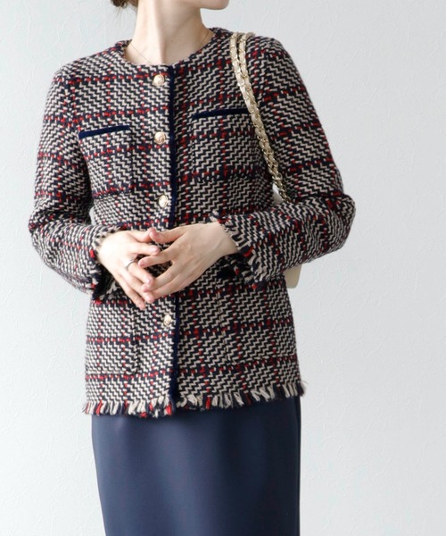 Jines（ジネス）の「ツィードノーカラージャケット【John branigan/ジョンブラニガン】（ノーカラージャケット・レディース・ネイビー・34）」の19枚目の写真