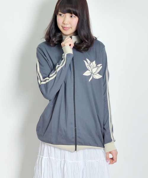 MARAI(マーライ)の「エスニックアジアン ジャージトップス トラックジャケット ボタニカル柄(ジャージ・メンズ・ネイビー/ベージュ/イエロー/パープル/オレンジ/ブラウン/レッド/ブラック/カーキ/グレー/ブルー・LARGE/X-LARGE)」の16枚目の写真