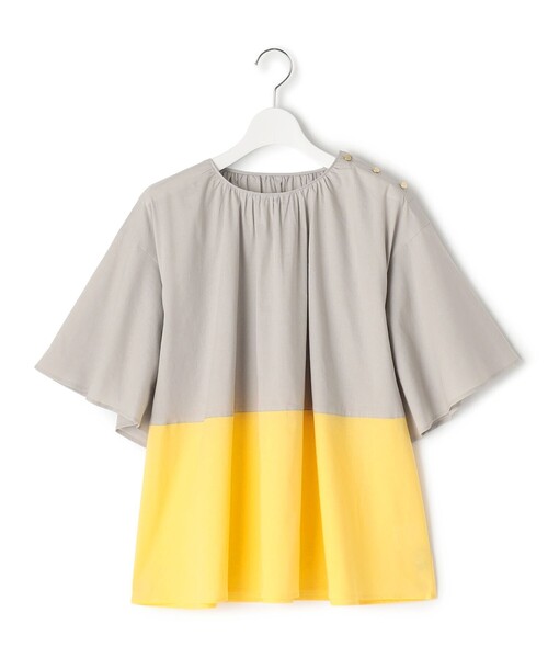 J.PRESS YORK STREET(ジェイプレスヨークストリート)の「【WOMEN】バイカラーギャザー ブラウス(シャツ/ブラウス・レディース・グリーン系1/サックスブルー系1/ライトグレー系1・F)」の7枚目の写真