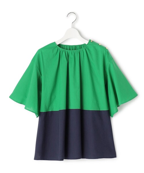 J.PRESS YORK STREET(ジェイプレスヨークストリート)の「【WOMEN】バイカラーギャザー ブラウス(シャツ/ブラウス・レディース・グリーン系1/サックスブルー系1/ライトグレー系1・F)」の11枚目の写真
