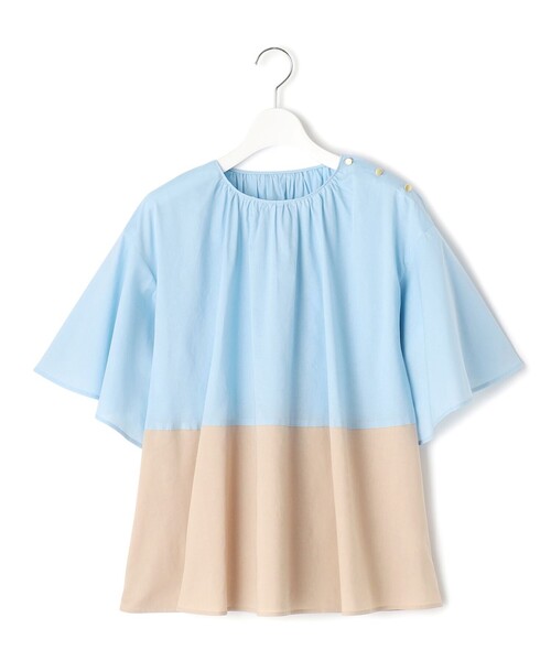 J.PRESS YORK STREET(ジェイプレスヨークストリート)の「【WOMEN】バイカラーギャザー ブラウス(シャツ/ブラウス・レディース・グリーン系1/サックスブルー系1/ライトグレー系1・F)」の15枚目の写真