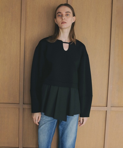 MANOF(マノフ)の「DOCKING PEPLUM TOPS(Tシャツ/カットソー・レディース・ブラック/ホワイト・FREE)」の11枚目の写真