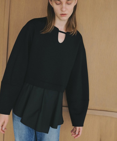 MANOF(マノフ)の「DOCKING PEPLUM TOPS(Tシャツ/カットソー・レディース・ブラック/ホワイト・FREE)」の13枚目の写真