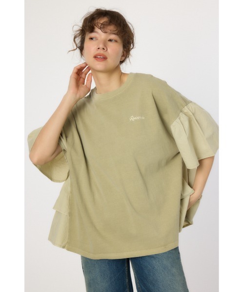 RODEO CROWNS WIDE BOWL（ロデオクラウンズワイドボウル）の「ピグメントバックフリルトップス（その他トップス・レディース・グリーン/ブラック/ライトピンク/オフホワイト・FREE）」の2枚目の写真