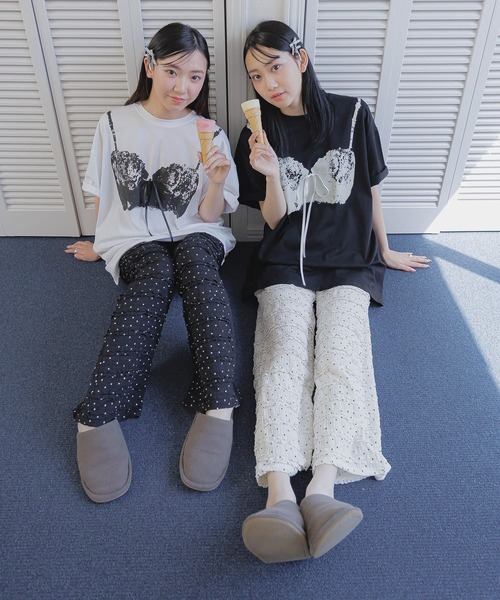 3.3 Field Trip (3.3フィールドトリップ)の「3.3 Field Trip/ビスチェプリントTシャツ(Tシャツ/カットソー・レディース・ホワイト/ブラック・FREE)」の16枚目の写真