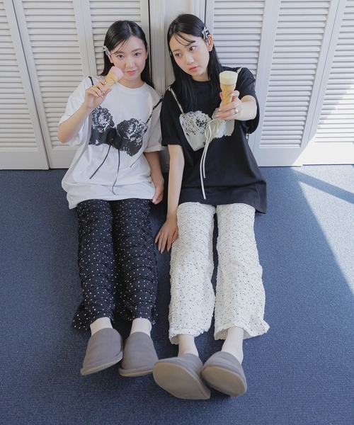 3.3 Field Trip (3.3フィールドトリップ)の「3.3 Field Trip/ビスチェプリントTシャツ(Tシャツ/カットソー・レディース・ホワイト/ブラック・FREE)」の17枚目の写真