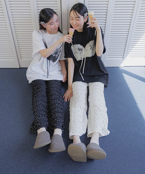 3.3 Field Trip (3.3フィールドトリップ)の「3.3 Field Trip/ビスチェプリントTシャツ(Tシャツ/カットソー・レディース・ホワイト/ブラック・FREE)」の18枚目の写真