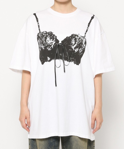 3.3 Field Trip (3.3フィールドトリップ)の「3.3 Field Trip/ビスチェプリントTシャツ(Tシャツ/カットソー・レディース・ホワイト/ブラック・FREE)」の7枚目の写真