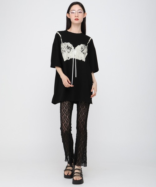 3.3 Field Trip (3.3フィールドトリップ)の「3.3 Field Trip/ビスチェプリントTシャツ(Tシャツ/カットソー・レディース・ホワイト/ブラック・FREE)」の20枚目の写真