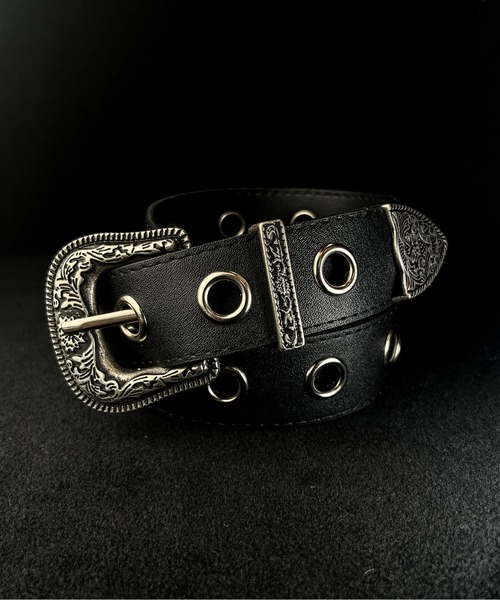 CALIFORNIA OUTFITTERS（カリフォルニア アウトフィッターズ）の「5A23 シルバーバックル スタッズ フラワー ウエスタンベルト 黒（ベルト・メンズ・ブラック・ONESIZE）」の6枚目の写真