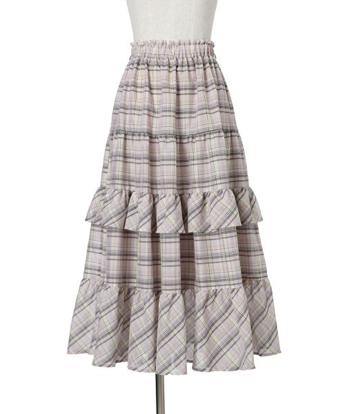 an another angelus（アンアナザーアンジェラス）の「【セットアップ対応】チェックティアードロングスカート/ fint　フィント（スカート・レディース・ホワイト×ブルー/ホワイト×パープル・FREE）」の10枚目の写真