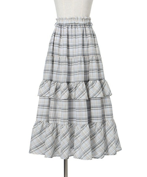 an another angelus（アンアナザーアンジェラス）の「【セットアップ対応】チェックティアードロングスカート/ fint　フィント（スカート・レディース・ホワイト×ブルー/ホワイト×パープル・FREE）」の9枚目の写真