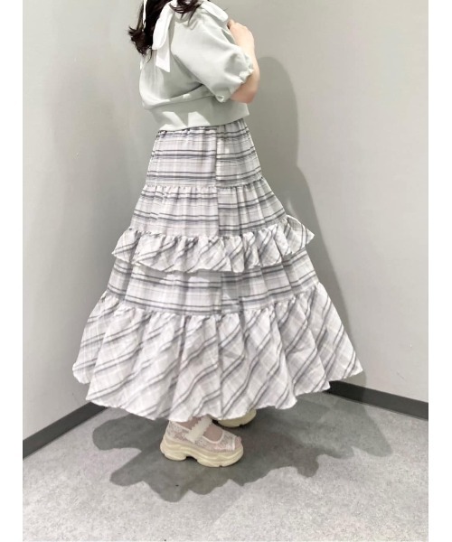 an another angelus（アンアナザーアンジェラス）の「【セットアップ対応】チェックティアードロングスカート/ fint　フィント（スカート・レディース・ホワイト×ブルー/ホワイト×パープル・FREE）」の19枚目の写真