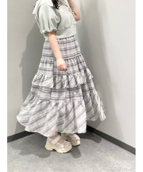 an another angelus（アンアナザーアンジェラス）の「【セットアップ対応】チェックティアードロングスカート/ fint　フィント（スカート・レディース・ホワイト×ブルー/ホワイト×パープル・FREE）」の20枚目の写真