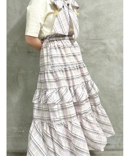 an another angelus（アンアナザーアンジェラス）の「【セットアップ対応】チェックティアードロングスカート/ fint　フィント（スカート・レディース・ホワイト×ブルー/ホワイト×パープル・FREE）」の11枚目の写真