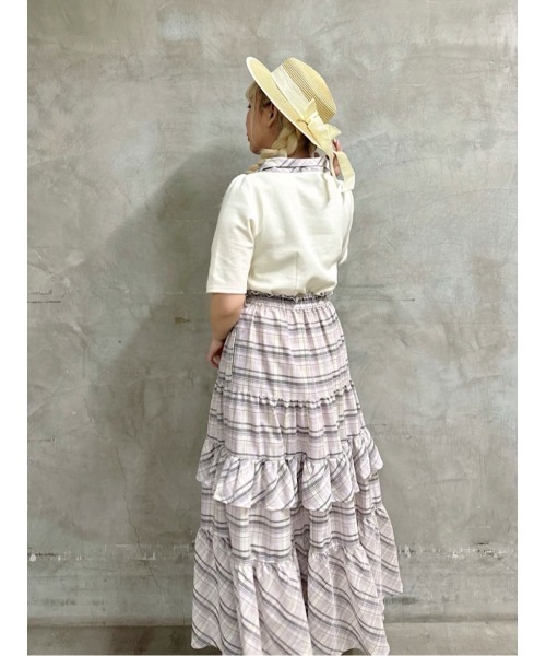 an another angelus（アンアナザーアンジェラス）の「【セットアップ対応】チェックティアードロングスカート/ fint　フィント（スカート・レディース・ホワイト×ブルー/ホワイト×パープル・FREE）」の13枚目の写真