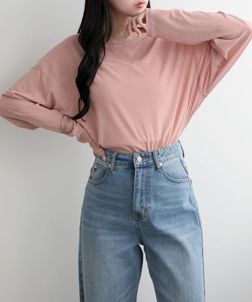 SUNFLOWER EIGHT(サンフラワーエイト)の「シアースリットトップス(Tシャツ/カットソー・レディース・ピンクベージュ/ブラック/ホワイト/ライトグレー・FREE)」の17枚目の写真