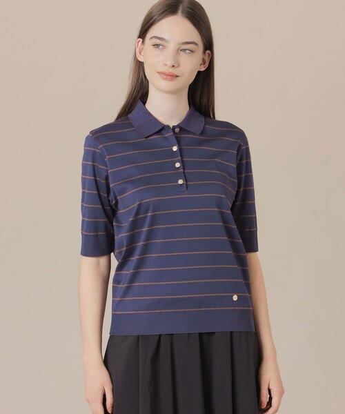 MACKINTOSH LONDON(マッキントッシュ ロンドン)の「シルケットフライスポロシャツ(ポロシャツ・レディース・オフホワイト/ネイビー/レッド系その他3/ブラウン・38/40)」の4枚目の写真