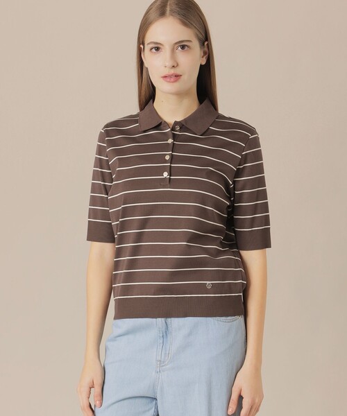 MACKINTOSH LONDON(マッキントッシュ ロンドン)の「シルケットフライスポロシャツ(ポロシャツ・レディース・オフホワイト/ネイビー/レッド系その他3/ブラウン・38/40)」の3枚目の写真
