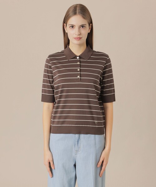 MACKINTOSH LONDON(マッキントッシュ ロンドン)の「シルケットフライスポロシャツ(ポロシャツ・レディース・オフホワイト/ネイビー/レッド系その他3/ブラウン・38/40)」の9枚目の写真