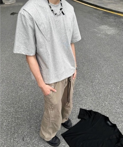 FreeZone（フリーゾーン）の「シンプルデザインユニセックスTシャツ（Tシャツ/カットソー・メンズ・グレー/ブラック・F）」の7枚目の写真