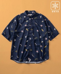 【70】シルクタッチ 接触冷感 総柄プリント 半袖シャツ/ユニセックス/イヌ/ネコ/クマ/シャーク/ペンギン/26SS新柄追加