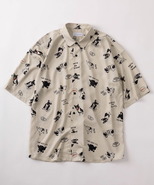 make a ray!（メイク ア レイ！）の「【70】接触冷感 総柄プリント 半袖シャツ/ユニセックス/イヌ/ネコ/シャーク/ペンギン/ラムネ/アイスキャンディー（シャツ/ブラウス・メンズ・ブラック系その他2/ブラック系その他3/ブラック系その他/ホワイト系その他2/ホワイト系その他3/ホワイト系その他4/ブルー系その他/ホワイト系その他/ミント/グリーン/ブルー/サックスブルー/ブラック/ネイビー/ホワイト/ベージュ・M/L）」の10枚目の写真