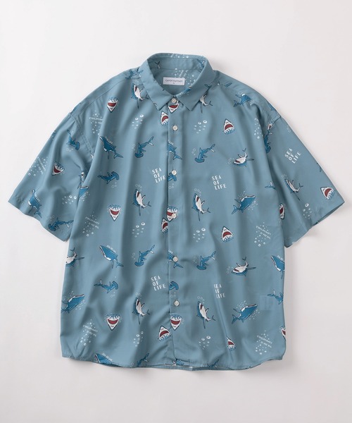 make a ray!（メイク ア レイ！）の「【70】接触冷感 総柄プリント 半袖シャツ/ユニセックス/イヌ/ネコ/シャーク/ペンギン/ラムネ/アイスキャンディー（シャツ/ブラウス・メンズ・ブラック系その他2/ブラック系その他3/ブラック系その他/ホワイト系その他2/ホワイト系その他3/ホワイト系その他4/ブルー系その他/ホワイト系その他/ミント/グリーン/ブルー/サックスブルー/ブラック/ネイビー/ホワイト/ベージュ・M/L）」の15枚目の写真