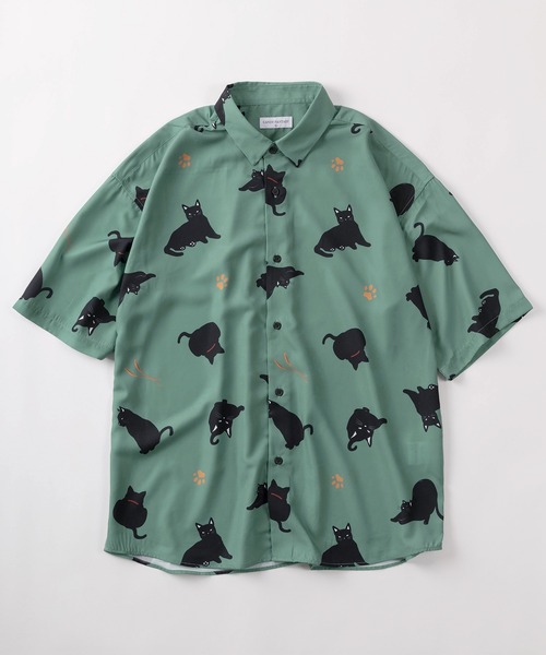 make a ray!（メイク ア レイ！）の「【70】接触冷感 総柄プリント 半袖シャツ/ユニセックス/イヌ/ネコ/シャーク/ペンギン/ラムネ/アイスキャンディー（シャツ/ブラウス・メンズ・ブラック系その他2/ブラック系その他3/ブラック系その他/ホワイト系その他2/ホワイト系その他3/ホワイト系その他4/ブルー系その他/ホワイト系その他/ミント/グリーン/ブルー/サックスブルー/ブラック/ネイビー/ホワイト/ベージュ・M/L）」の11枚目の写真
