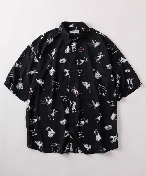 make a ray!（メイク ア レイ！）の「【70】接触冷感 総柄プリント 半袖シャツ/ユニセックス/イヌ/ネコ/シャーク/ペンギン/ラムネ/アイスキャンディー（シャツ/ブラウス・メンズ・ブラック系その他2/ブラック系その他3/ブラック系その他/ホワイト系その他2/ホワイト系その他3/ホワイト系その他4/ブルー系その他/ホワイト系その他/ミント/グリーン/ブルー/サックスブルー/ブラック/ネイビー/ホワイト/ベージュ・M/L）」の6枚目の写真