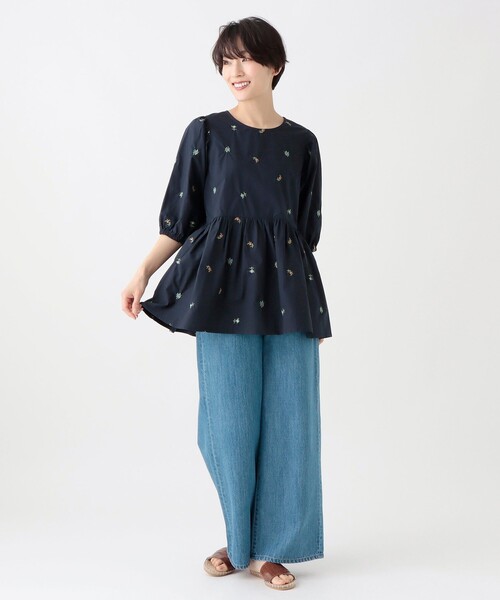 【値下げ】アフタヌーンティー 刺繍切替ブラウス MAISON SAJOU Afternoon Tea LIVING｜刺繍切替ブラウス/MAISON SAJOU