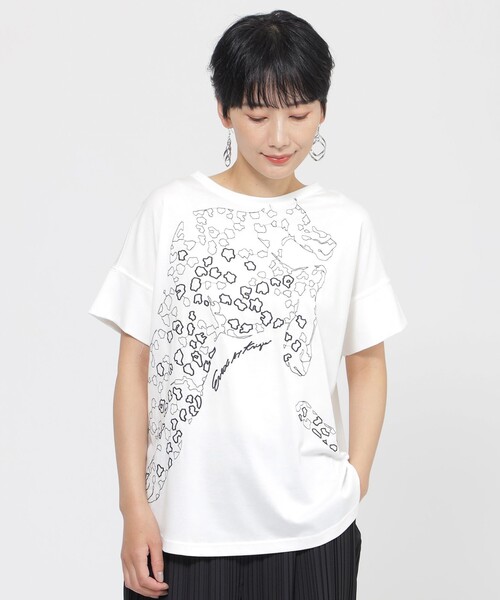 tシャツ 「SANYO Style EDITION掲載」「接触冷感」「ウォッシャブル」パンサーエンブロイダリープルオーバーカットソー レディース セール】 【SANYO Style EDITION掲載】【接触冷感